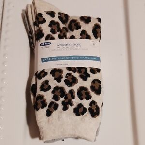 Old Navy Women's Leopard🐆Zebra🦓 Print Socks - Brown and Black/Gray 3 Pair